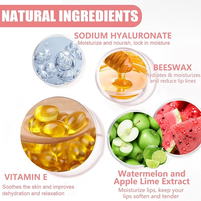 4PCS Bee Lip Balm Honey Pot,Honey Apple Lime Watermelon Lip Mask Overnight Propolis Moisturizing Lip Balm,Nourishing Sleeping Lip Mask Hydrating Prevention Dry & Cracked (4PCS)-Velvo Beauty