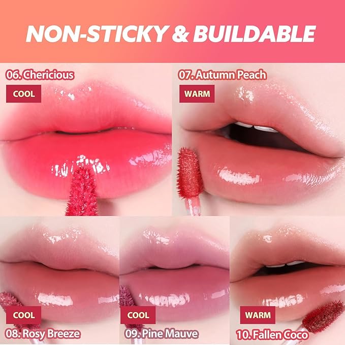 MILKTOUCH Jelly Lip Glow Tint - Hydrating Lip Gloss with Long-Lasting Moisture, Lip Stain, Lightweight, Radiant Shine, Perfect for Daily Use, Valentines Gifts, Korean Lip Oil (03 Cool Time Berry)-Velvo Beauty