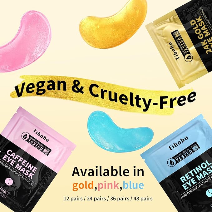 Under Eye Patches(24 Pairs), 24K Gold, Caffeine, Retinol Eye Masks for Puffy Eyes, Wrinkles, Dark Circles, Undereye Bags Treatment - Restoring & Awakening & Moisturizer Skin care Gift for Women-Velvo Beauty