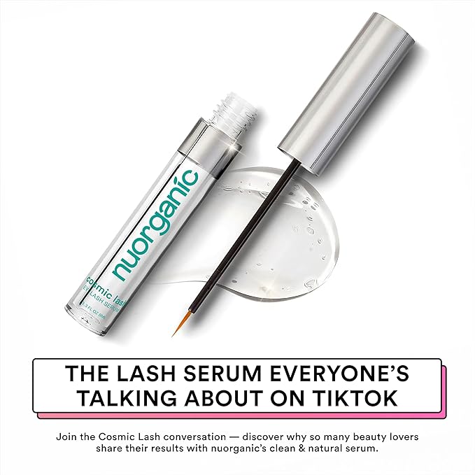 nuorganic Cosmic Lash Serum Without Prostaglandins | Eyelash Growth Serum for Thicker, Longer, More Defined Lashes | 4-Month Supply XL Size | Made in USA | cGMPA Certified Lab | 8ml-Velvo Beauty