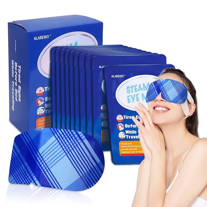 Steam Eye Mask for Dry Eyes 10-Pack SPA Warm Eye Compress Patented Self-Heating Core for Soothing Eye Fatigue, Dark Circle, Puffiness, Stress Relief (Unscented)-Velvo Beauty