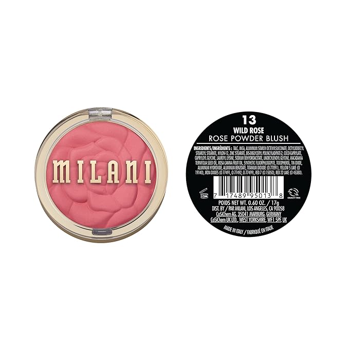 Milani Rose Blush, Powder Blush for Cheeks, Cruelty Free Makeup - Shape, Contour & Highlight Face for a Natural Matte Finish -Wild Rose-Velvo Beauty