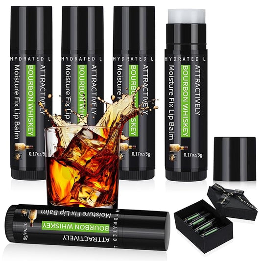 4 Pcs Lip Balm with Gift Box for Men Raffia Grass Organic Natural Beeswax Lip Balm for Father's Day Gifts Women Adults Teens Dry Chapped Lips Care Product-Velvo Beauty