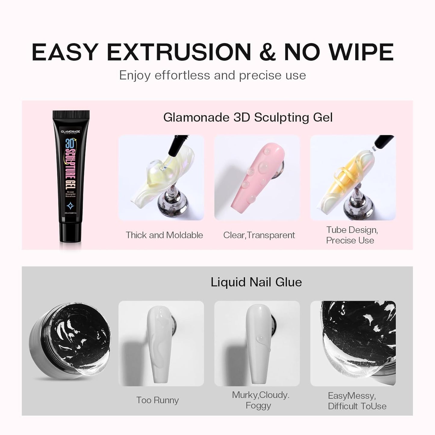 3D Sculpting Gel Nail Art: 15g Nail Sculpting Glue No Wipe Clear Gel Polish DIY Nail Art for Drawing Molding Nail Tech Must Haves Manicure Decoration Supplies-Velvo Beauty