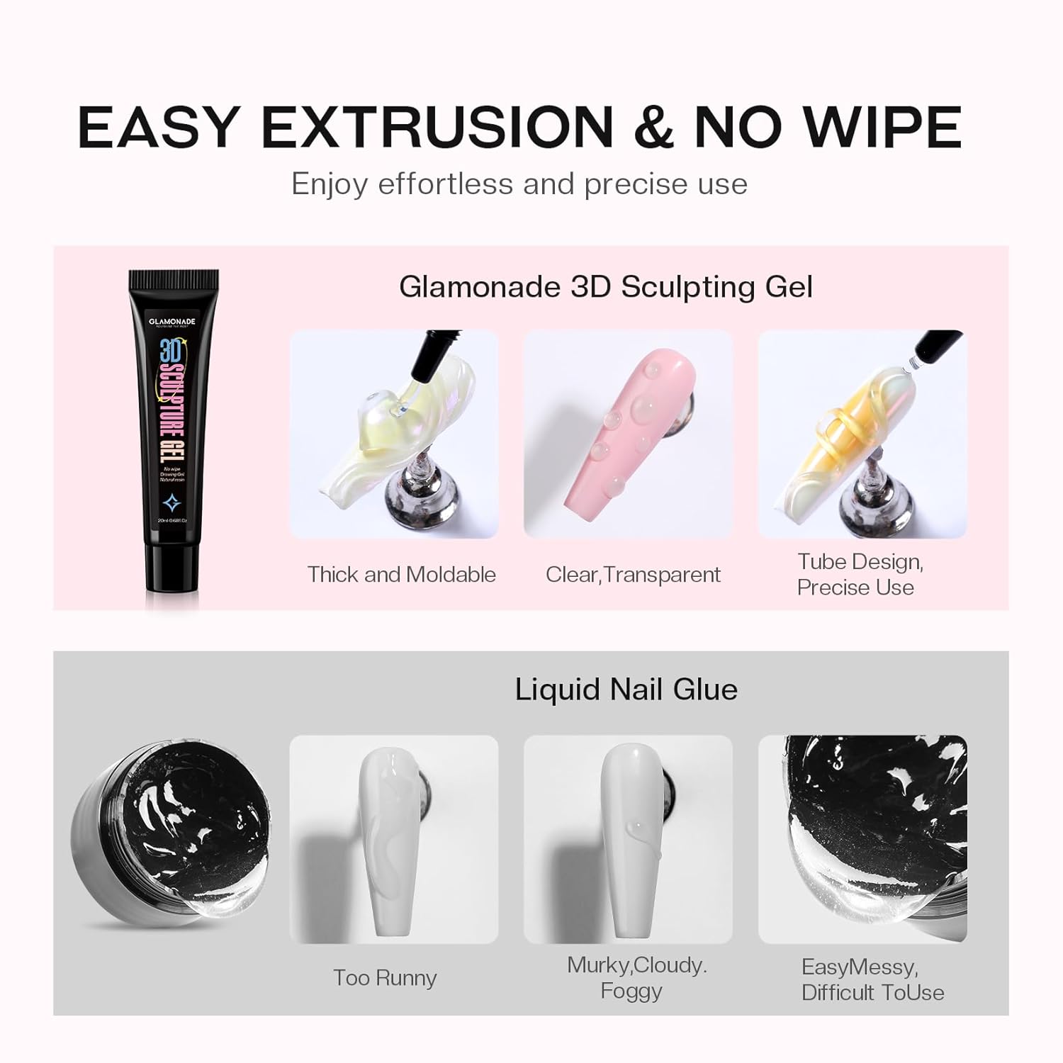 3D Sculpting Gel Nail Art: 15g Nail Sculpting Glue No Wipe Clear Gel Polish DIY Nail Art for Drawing Molding Nail Tech Must Haves Manicure Decoration Supplies-Velvo Beauty