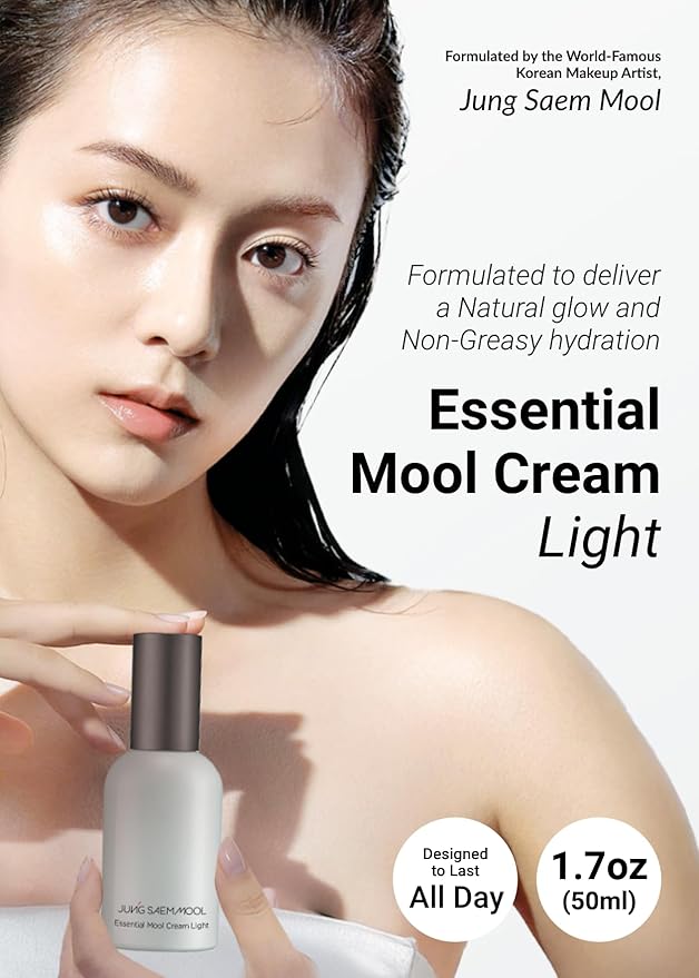 JUNG SAEM MOOL Essential Mool Cream Light 1.7 Fl Oz, Hydrating Water Cream with Ceramide and Centella, Perfect Prep Step Before Cushion Foundation for Smooth, Radiant Finish, Korean Skincare-Velvo Beauty