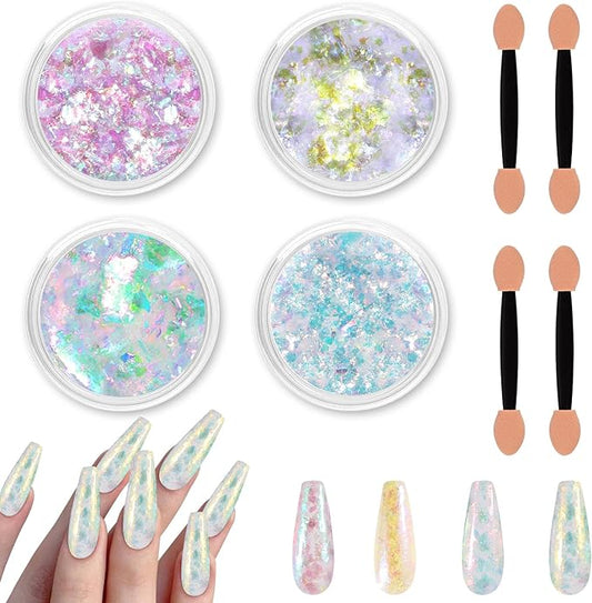 Allstarry 4 Colors Chameleon Flakes, Premium Sparkle Colorshift Pigment Powder for Epoxy Resin Slime Tumbler Making DIY Project Scrapbook Makeup Nail Art Paint Decoration-Velvo Beauty