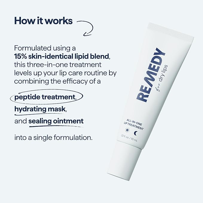 Remedy for Dry Lips - Hydrating and Healing Lip Balm Ointment with Ceramides, Peptides, and Dimethicone - Repairs Dry, Cracked Lips - By Dermatologist Dr. Shah-Velvo Beauty