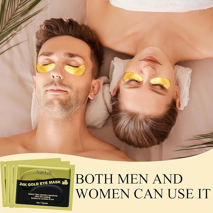 Under Eye Patches(15 Pairs), 24K Gold Eye Mask for Dark Circles, Puffy Eyes and Wrinkles, with Hyaluronic Acid & Collagen-Velvo Beauty