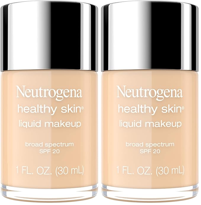Neutrogena Healthy Skin Liquid Makeup Foundation, Broad Spectrum SPF 20 Sunscreen, Lightweight & Flawless Coverage Foundation with Antioxidant Vitamin E & Feverfew, Natural Beige, 1 fl. oz (Pack of 2)-Velvo Beauty