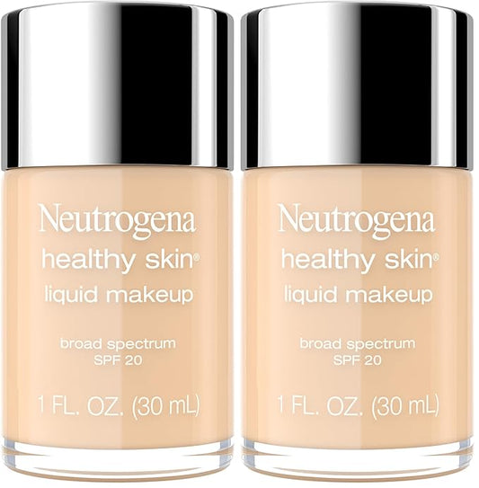 Neutrogena Healthy Skin Liquid Makeup Foundation, Broad Spectrum SPF 20 Sunscreen, Lightweight & Flawless Coverage Foundation with Antioxidant Vitamin E & Feverfew, Natural Beige, 1 fl. oz (Pack of 2)-Velvo Beauty