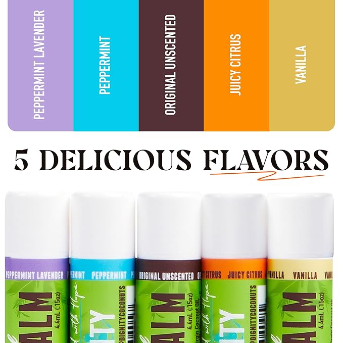 Moisturizing Lip Balm – Soothing & Fragrance-Free, Pack of 5 - Vegan w/Nourishing Coconut Oil, Cocoa Butter & Essential Oils – 4.4ml (0.15oz) Each – Lip Care Set-Velvo Beauty