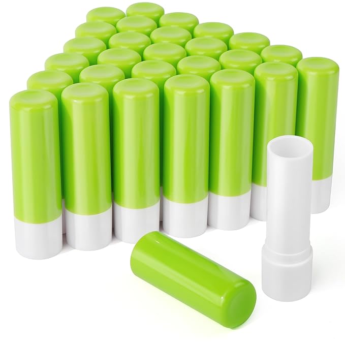 LotFancy Lip Balm Tubes Empty, 28Pcs 4.5ml Lip Balm Container Tubes with Green Caps, BPA Free & Leak Free, Refillable-Velvo Beauty