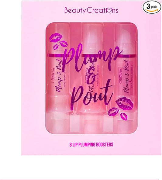 Beauty Creations Plump and Pout Lip Plumper 3-Pack: Enhance Your Lips with Pink Lemonade, Legally Hot and Mystery Lip Plumper Syringe Lipgloss Booster-Velvo Beauty