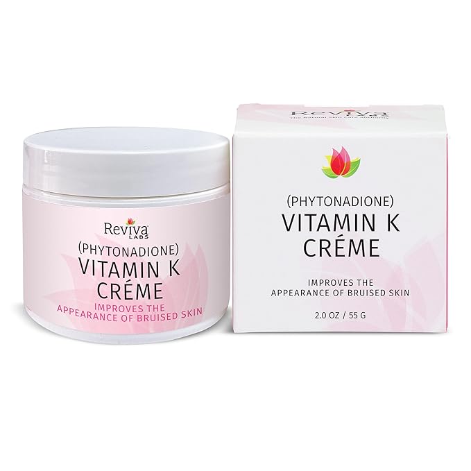Reviva Labs Vitamin K Crème for Bruising, Under-Eye Dark Circles, and Wrinkles with Soybean Oil and Natural Fruit Extracts - 2 Oz, for Skin and Face-Velvo Beauty