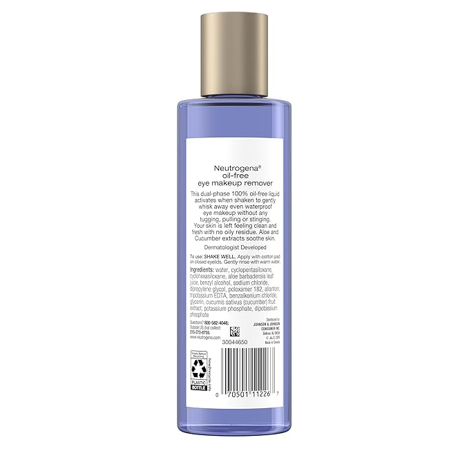 Neutrogena Gentle Oil-Free Eye Makeup Remover & Cleanser for Sensitive Eyes, Non-Greasy Makeup Remover, Waterproof Mascara Remover, Dermatologist & Ophthalmologist Tested, 8 fl. oz-Velvo Beauty