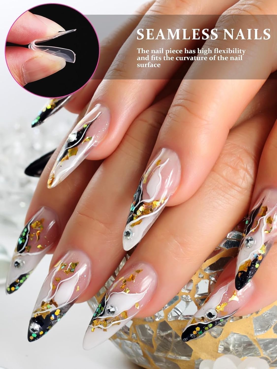 EBANKU 120Pcs Poly Gel Nail Forms, Long Stiletto Clear Dual Forms for Poly Extension Gel Structure Nail Tips Molds for Nail Art Design Salon&DIY-Velvo Beauty