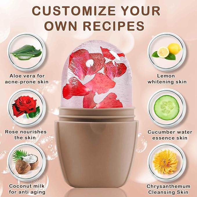 XHJRI Ice Face Roller Massager,Ice Cube Roller for Face, Eyes and Neck Naturally Conditioning and Skin Care,De-Puff Eye Bags,Reduce Migraine Pain,Reusable Massage Silicone Ice Mold (New Coffee)-Velvo Beauty