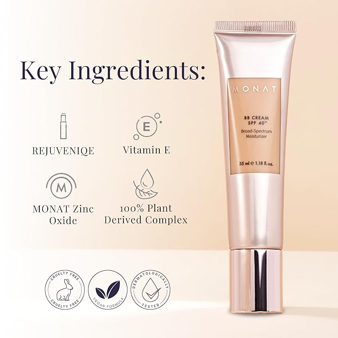 Monat BB Cream SPF 40 - Sand Broad-Spectrum Moisturizer, Lightweight Tinted Coverage, Fragrance-Free, 35ml/1.18 fl. oz.-Velvo Beauty