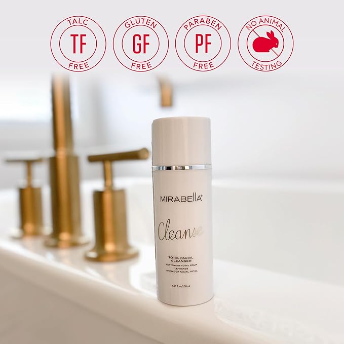 Mirabella Cleanse Total Facial Cleanser - Hydrating Gentle Cream Cleanser for All Skin Types - Face Cleanser & Makeup Remover - Face wash for Sensitive Skin & Oily Skin Formula-Velvo Beauty
