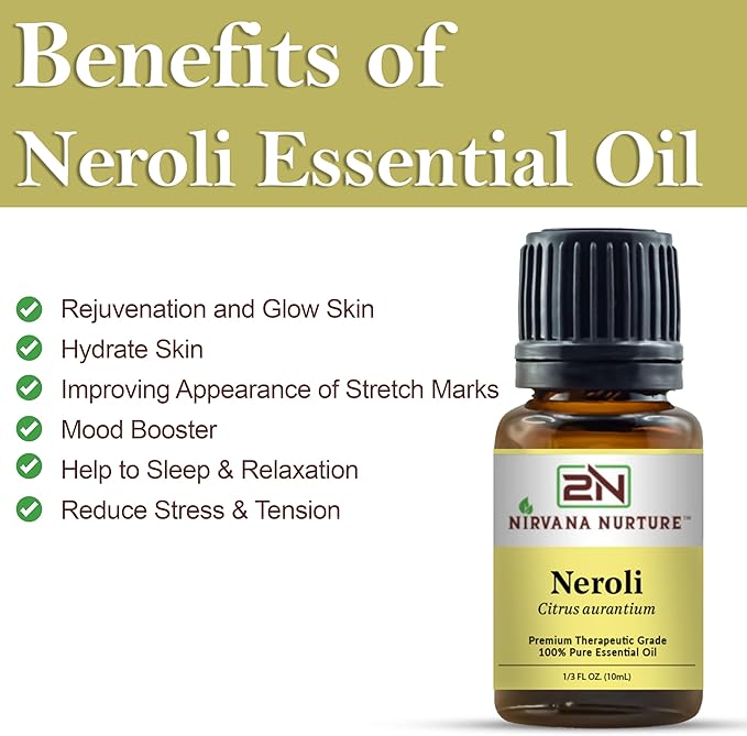 Neroli Essential Oil 100% Pure Premium Therapeutic Grade, Undiluted - Aromatherapy Diffuser for Calm and Relaxation, Skin Care, Hair Care-Velvo Beauty