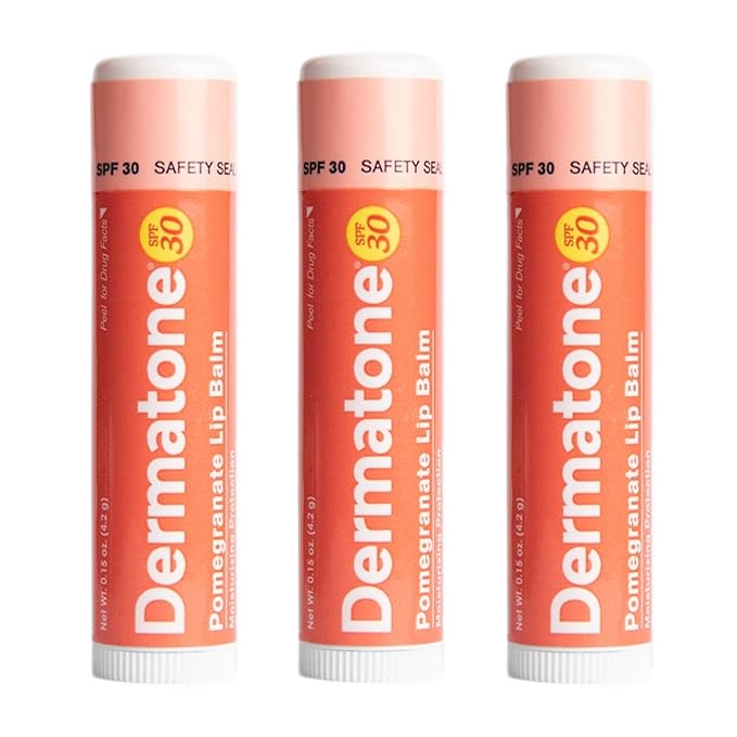Dermatone Pomegranate Lip Balm | Moisturizing | Aloe and Vitamin E | Soothe & Replenish Chapped Lips | 3-pack (Pomegranate, 0.15oz sticks)-Velvo Beauty