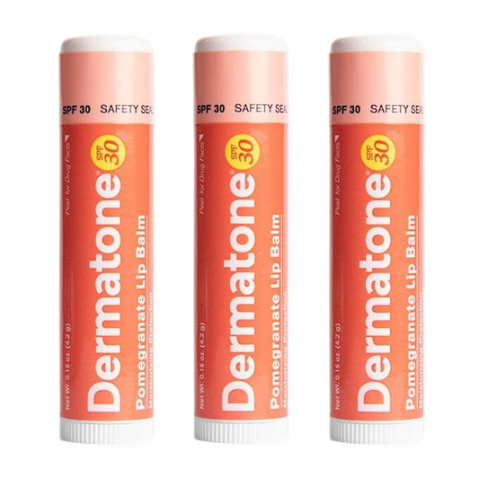 Dermatone Pomegranate Lip Balm | Moisturizing | Aloe and Vitamin E | Soothe & Replenish Chapped Lips | 3-pack (Pomegranate, 0.15oz sticks)-Velvo Beauty