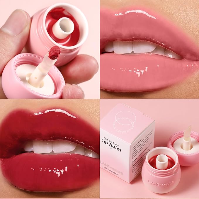 Glow Lip Balm Long-Lasting Moisturizing Lip Gloss, Plumping Lip Oil, Tinted Lip Balm Nourishing Lip Care For Dry Lips, Moisture Lip Repair Hydrating Lip Sleeping Mask Not Sticky Lip Stain(3# Rose Red)-Velvo Beauty