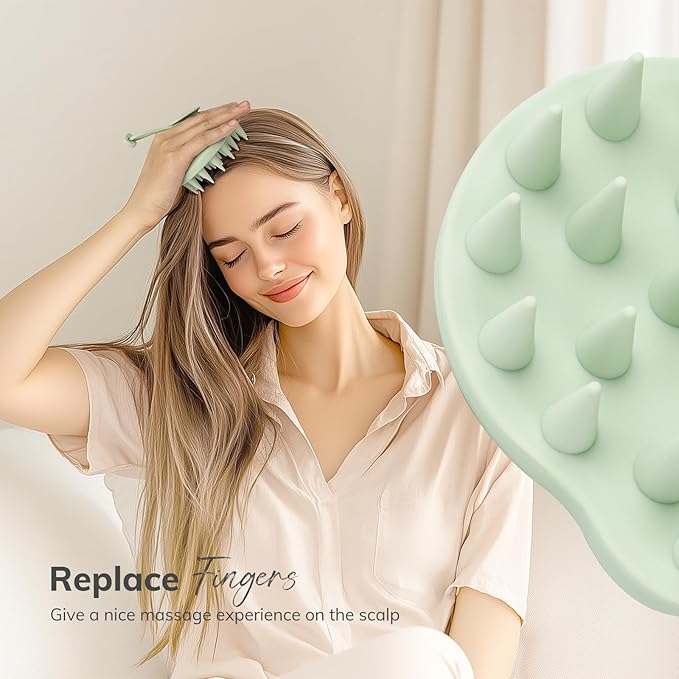 Sndyi Silicone Scalp Massager Hair Growth, Scalp Scrubber with Soft Silicone Bristles, Scalp Exfoliator for Dandruff Removal, Large Size Shampoo Brush, Wet Dry Scalp Brush for Long Thick Curly Hair-Velvo Beauty