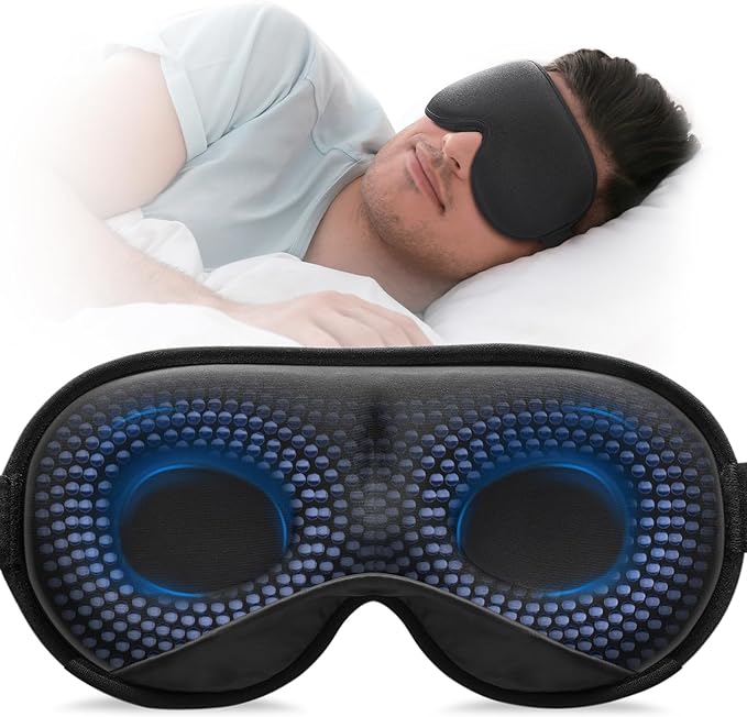 YFONG Weighted Sleep Mask, Women Men 3D Blocking Lights Sleeping Mask (4.2oz/120g), Pressure Relief Night Sleep Eye Mask with Adjustable Strap, Eye Cover Blindfold for Travel Nap Yoga, Black-Velvo Beauty