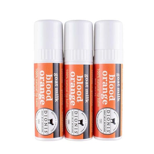 Dionis Goat Milk Skincare Blood Orange Holiday Lip Balm Gift Set - Beeswax, Shea Butter & Coconut Oil Lip Care Products Made in The USA - Cruelty Free Lip Moisturizer For Chapped Lips, 0.28oz 3 Pack-Velvo Beauty
