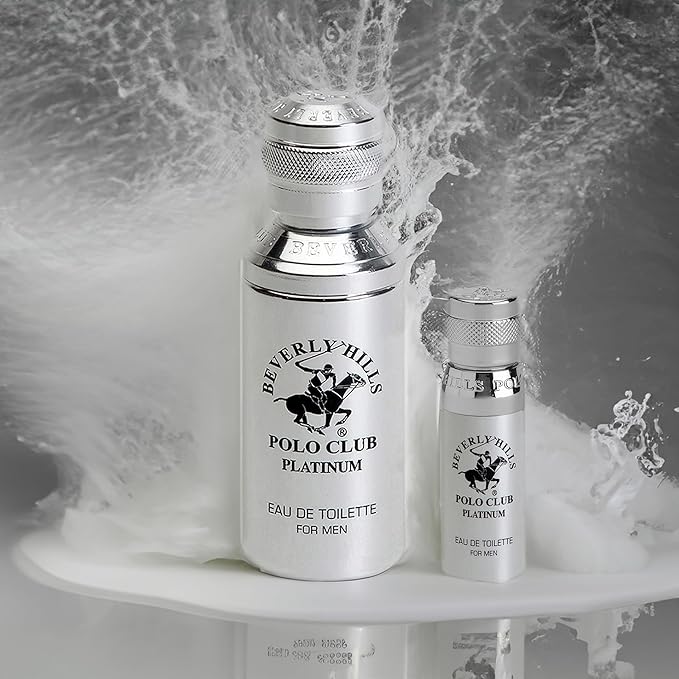 Beverly Hills Polo Club Cologne for Men Bonus Pack Designer Eau De Toilettes 3.4oz + 0.5oz 2 count (Platinum)-Velvo Beauty