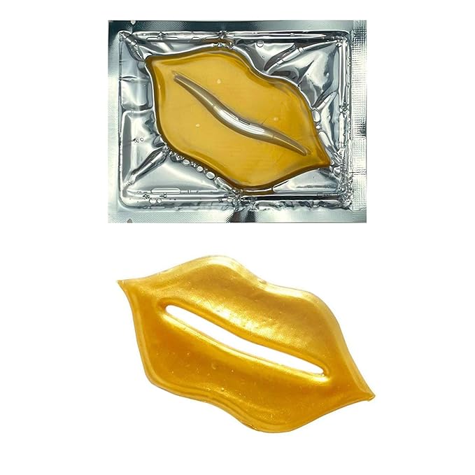 Adofect 30 Pieces Collagen Crystal Gold Lip Care Gel Masks, Collagen Crystal Lip Pads, Greate For Moisturizing Lips, Remove Dead Skin, Anti Chapped, Anti-Aging & Plump Your Lips-Velvo Beauty