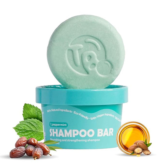 Castor Oil Shampoo Bar with Peppermint Essential Oils & Biotin - For Hair Growth, Strengthening, Thickening & Volumizing - Shampoo for Women and Men - Free of Parabens & Sulfates - Made in USA - 4.5oz-Velvo Beauty