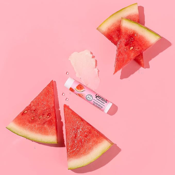 Yes To Watermelon Hydrating Lip Balm, Refreshing Non-Sticky Formula That Restores Dry Cracked Lips & Locks In Moisture, With Apricot Kernel Oil & Antioxidants, Natural & Cruelty Free, 0.15 Oz, 3-Pack-Velvo Beauty