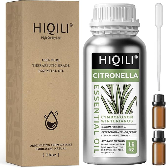 HIQILI 16 Fl Oz Citronella Oil for Homemade Sprays, Add to Diffuser, 100% Pure and Natural Undiluted-Velvo Beauty