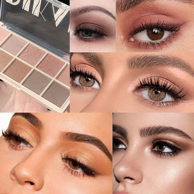 evpct 10 Colors Matte Nude Eye Shadow Palette Makeup for Older Women, Nude Brown Pink Cocoa Taupe Mauve Neutral Matte Cream Smokey Mini Eyeshadow Palette for Blue Green Eyes, Contour Makeup Palettes 6-Velvo Beauty