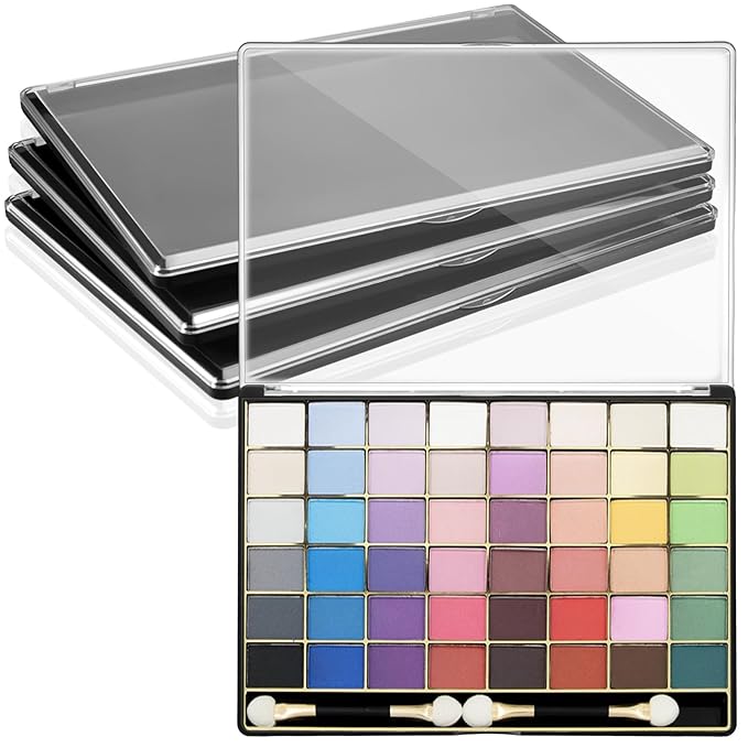3 Pcs Large Empty Magnetic Eyeshadow Palette Cosmetics Pan with Clear Top DIY Eyeshadow Pan Cosmetics Dispensing Storage Box for DIY Eyeshadow Lipstick Pigment Blush 9.25 x 6.57 x 0.47 Inch-Velvo Beauty