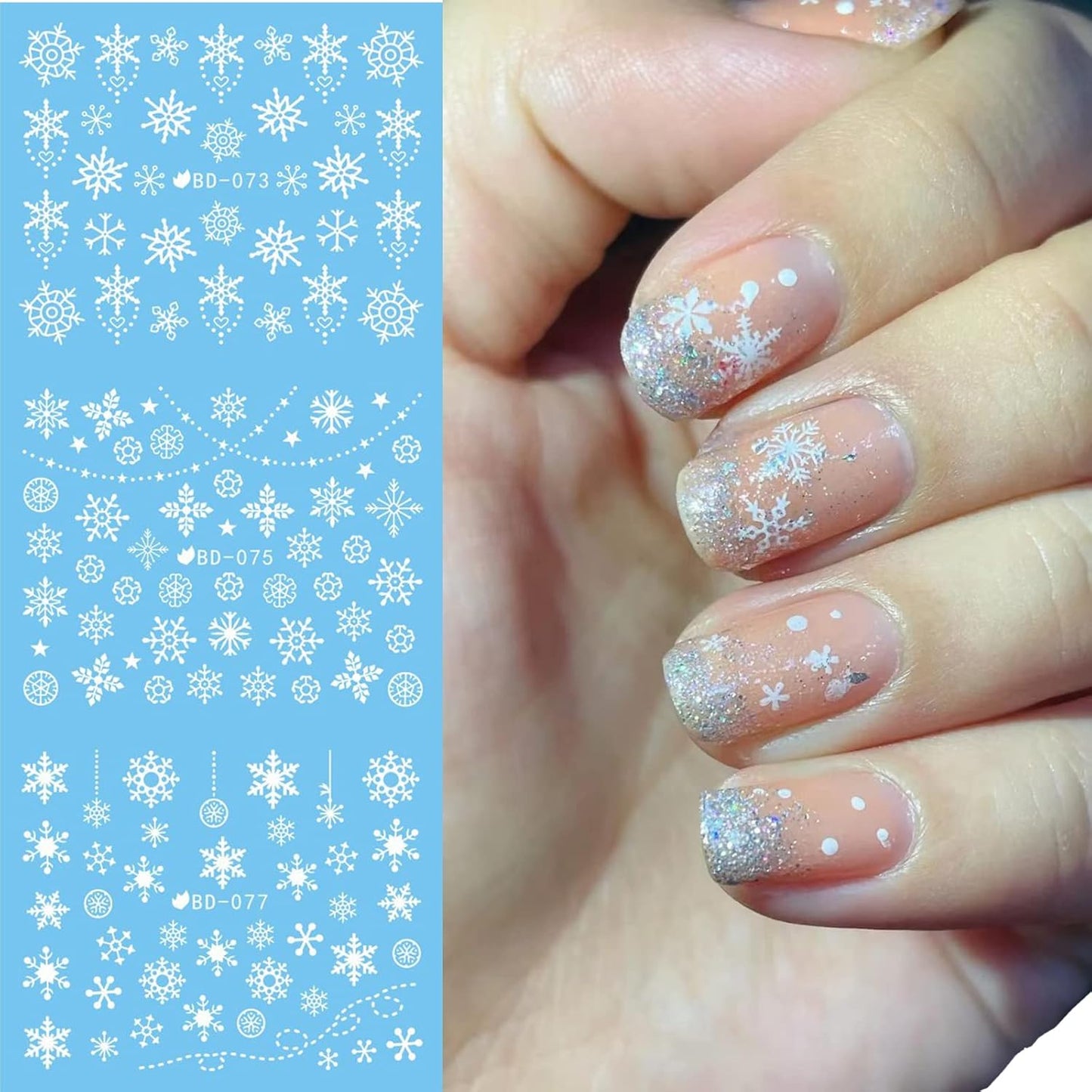 24 Sheets Christmas Nail Stickers Snowflake Nail Art Water Decals Transfer Nail Supplies Snowflake Angel Bell Elk Design Nail Tattoo Stickers for Women Girls Christams Nails Design Art Decoration-Velvo Beauty
