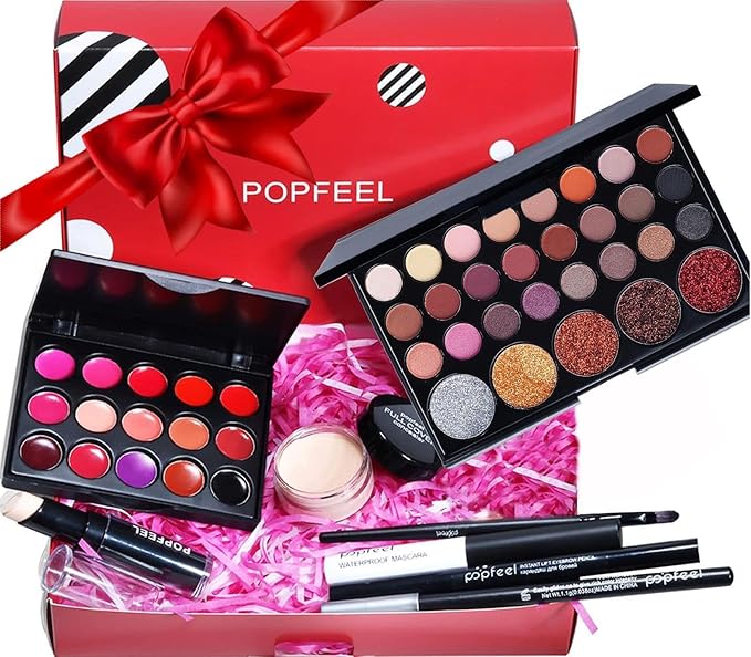 All in One Makeup Kit for Women Full Kit, Kit de Maquillaje para Mujer Included Shimmer 29 Colors Eyeshadow Palette, Brushes, Mascara, Eyeliner, Lipstick Palette, Contour Stick-Velvo Beauty