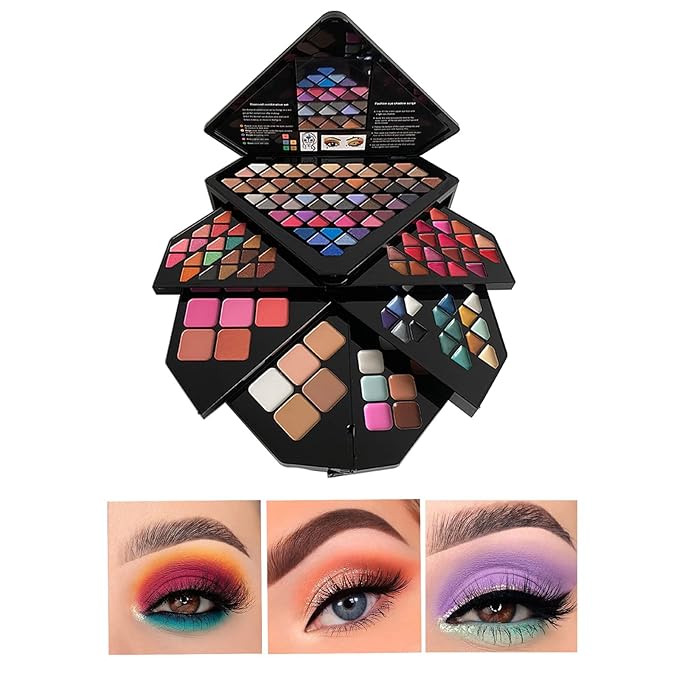 130 Color All In One Makeup Gift Set for Women Professional Makeup Kit Include 80 Eyeshadow, 20 Lipstick,15 Eyebrow Gel,5 Blusher,5 Contour & 5 Conclealer Makeup Palette Kit-Velvo Beauty