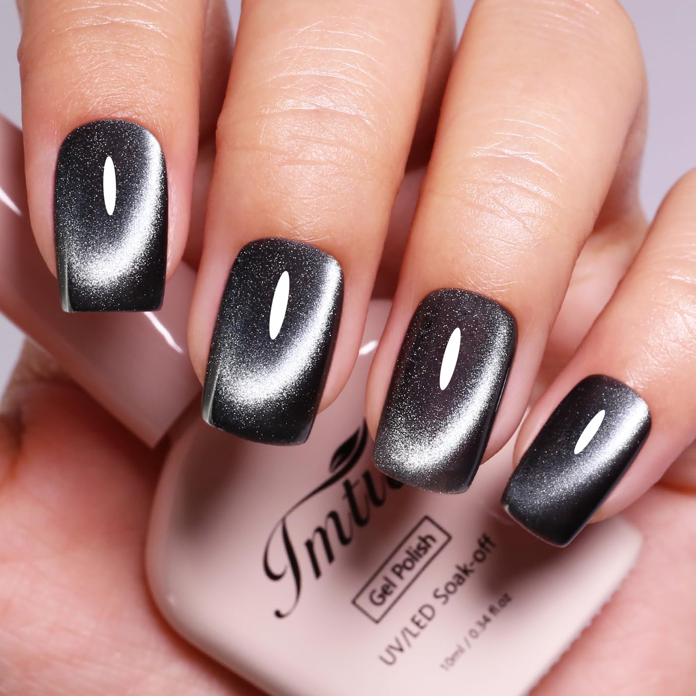 Imtiti Cat Eye Gel Nail Polish, Black Holographic Magnetic Crystal Nail Gel Polish With Magnet Glittery Galaxy Spring Summer Kit Soak Off UV Led 10ML-Velvo Beauty