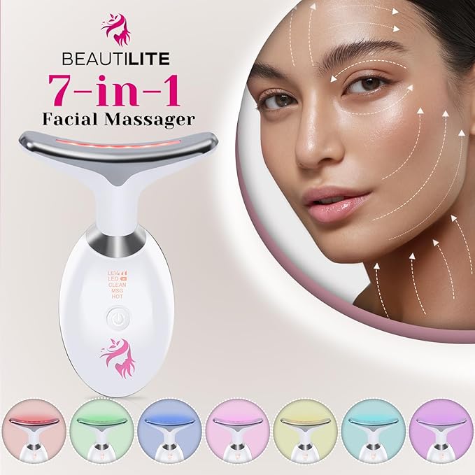 Red Light Therapy for Face, Facial Massager, Skin Tightening & Anti-Aging Face Lift Device, True Beauty Glow Facial Massager, 7-in-1 LED Facial Sculptor-Velvo Beauty
