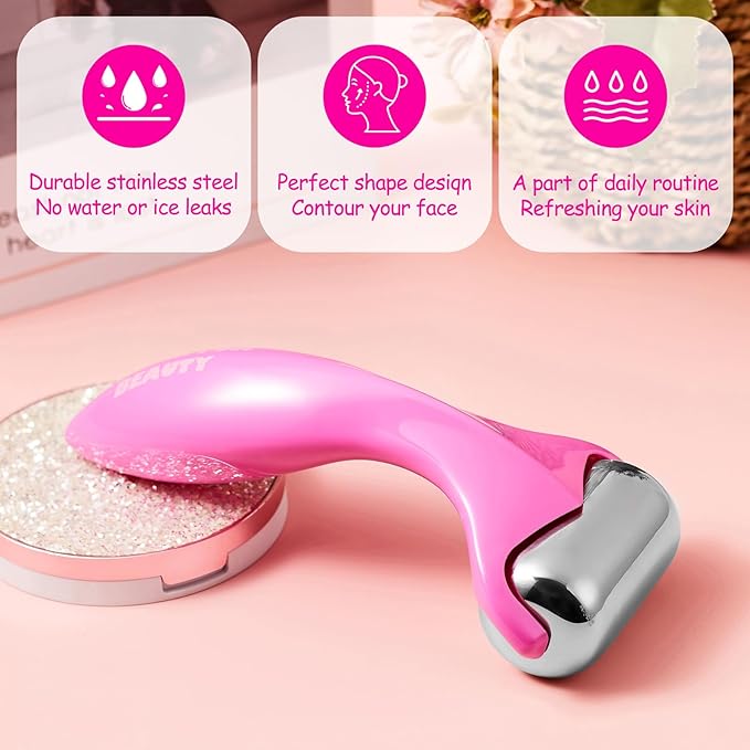 360° Rotating Ice Roller for Face-Stainless Steel Facial Massage Tool for Skin Tightening, Ice Face Roller -Wrinkle Reduction & Dark Circle Relief, Gift for Skincare Enthusiasts.-Velvo Beauty