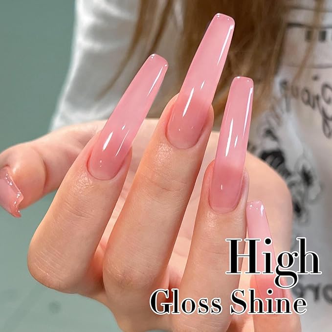 Double Rhythm Gel Polish Translucent Sheer Neutral Natural Light Milky Same Color Same Bottle 15ML Jelly Polish Art DIY at Home (Sheer Pink-A1386)-Velvo Beauty