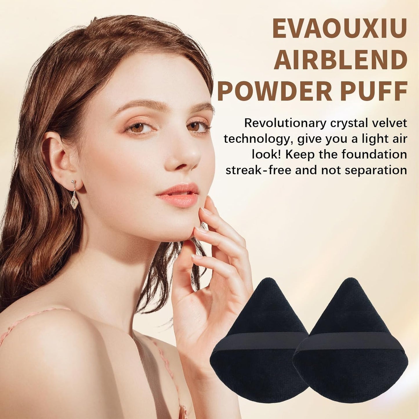 Triangle Makeup Powder Puff, 60pcs Setting Powder Puffs, This Cosmetic Wedges For Face, Under Eyes And Neck, Velvet Material-Velvo Beauty
