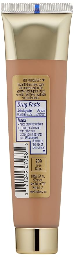 L'oreal Paris Visible Lift Blur Foundation, 209 True Beige, 1.3 Fluid Ounce-Velvo Beauty