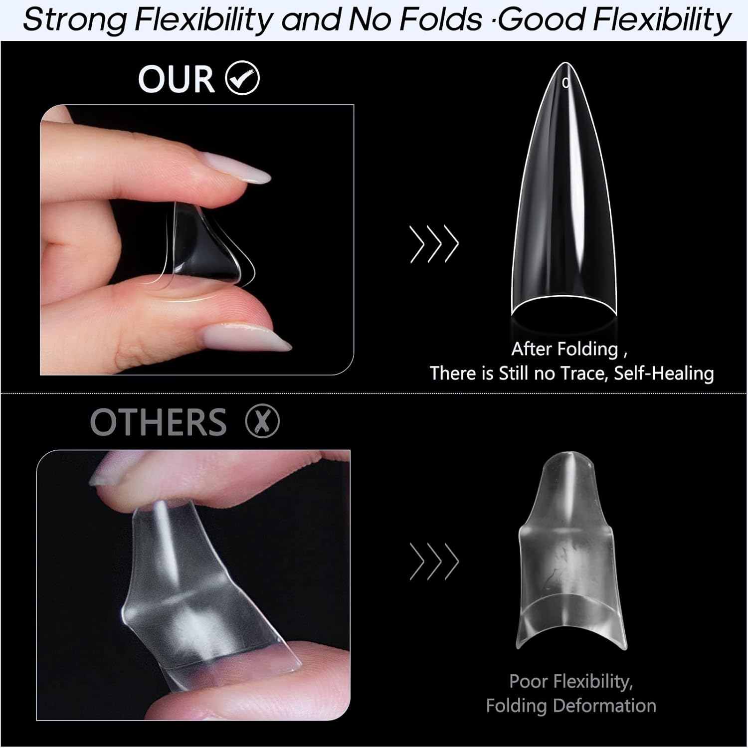Ranrose 120PCS Short Nail Tips,Short Soft Gel Stiletto Nail Tips Half Cover False Nail Almond Shape Point Acrylic Sharp Artificial False Nail For DIY-Velvo Beauty