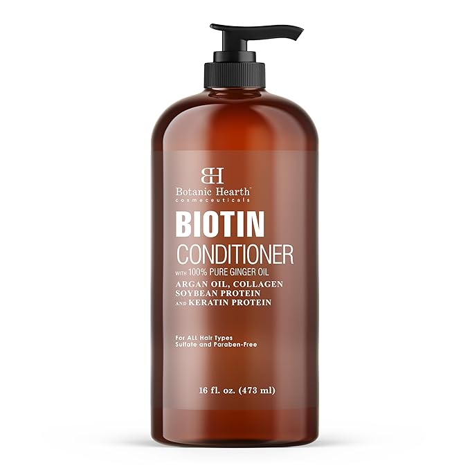 Botanic Hearth Biotin Conditioner With Ginger Oil & Keratin | For Hair Growth |With Turmeric Extract, Argan Oil, Tea Tree Oil & Vitamin E | Sulphate & Paraben Free | 16 Fl Oz-Velvo Beauty