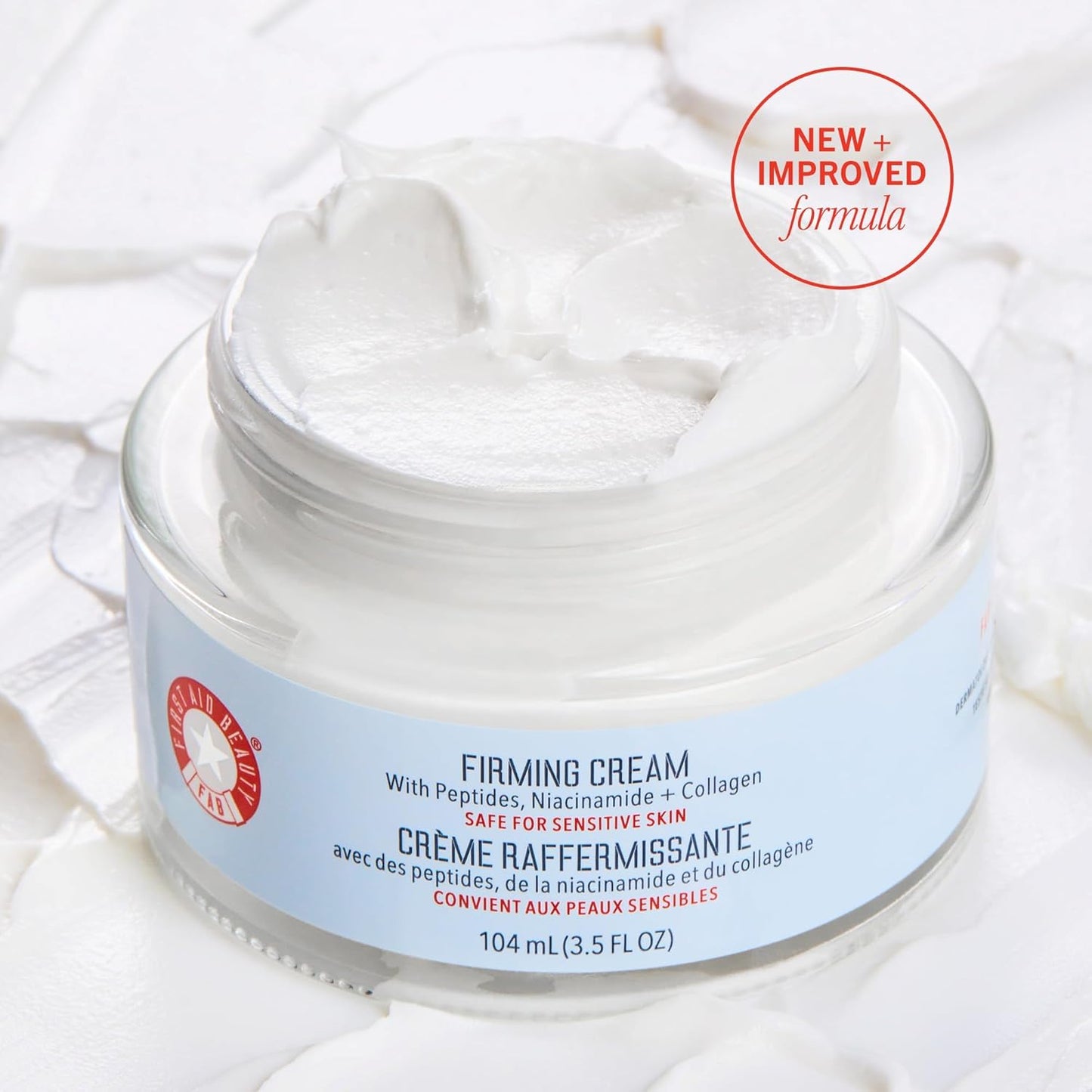 First Aid Beauty - Firming Collagen Cream with Peptides & Niacinamide, Ultra-Rich Plumping Moisturizer, Hydrates & Visibly Firms, Non-Comedogenic, Safe for Sensitive Skin, 3.5 oz-Velvo Beauty